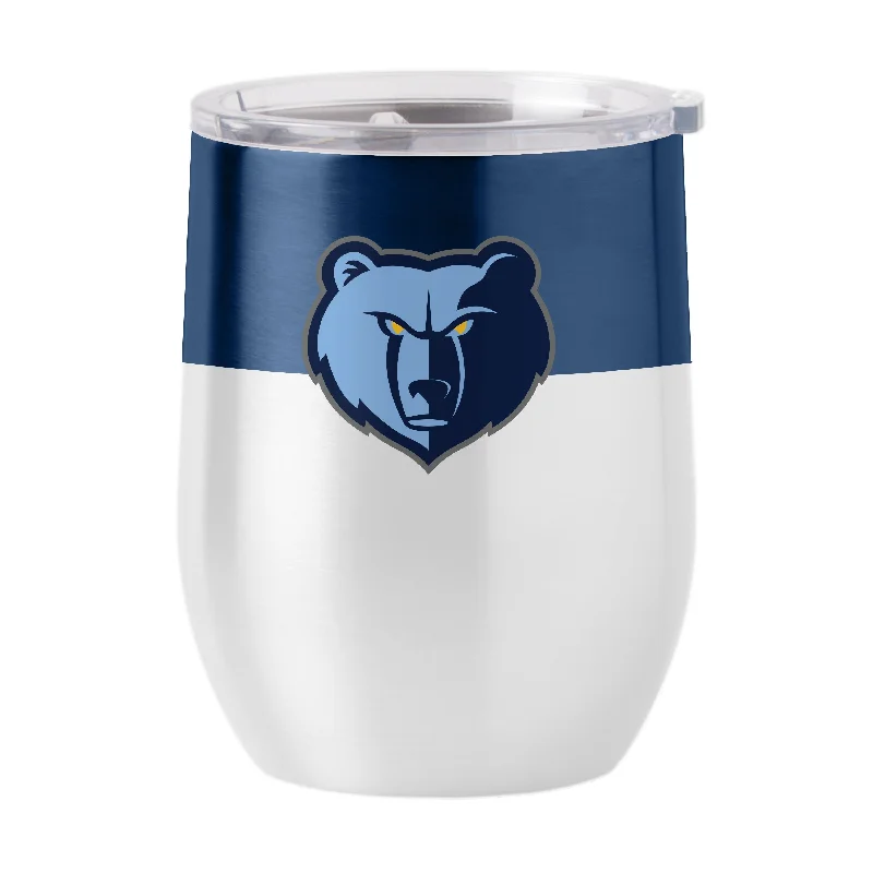 Personalized Mugs For Team Fundraisers-Memphis Grizzlies Color Block 16 oz Stainless Curved Beverage