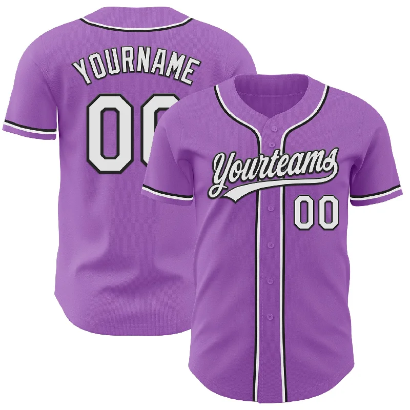 Kids Baseball Jerseys With Custom Designs-Custom Medium Purple White-Black Authentic Baseball Jersey