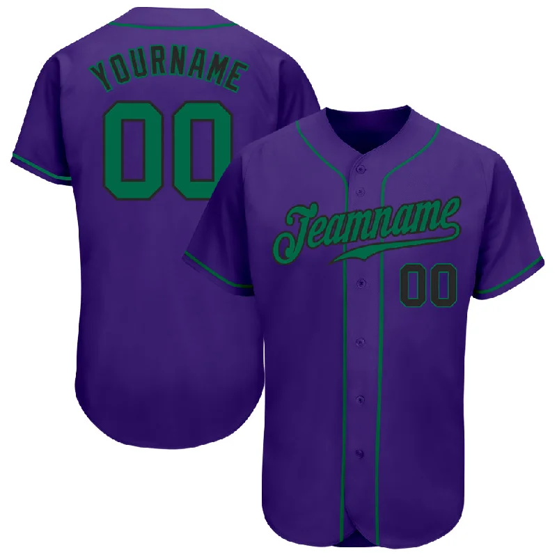 Baseball Jerseys With Full Team Design-Custom Purple Kelly Green-Black Authentic Baseball Jersey