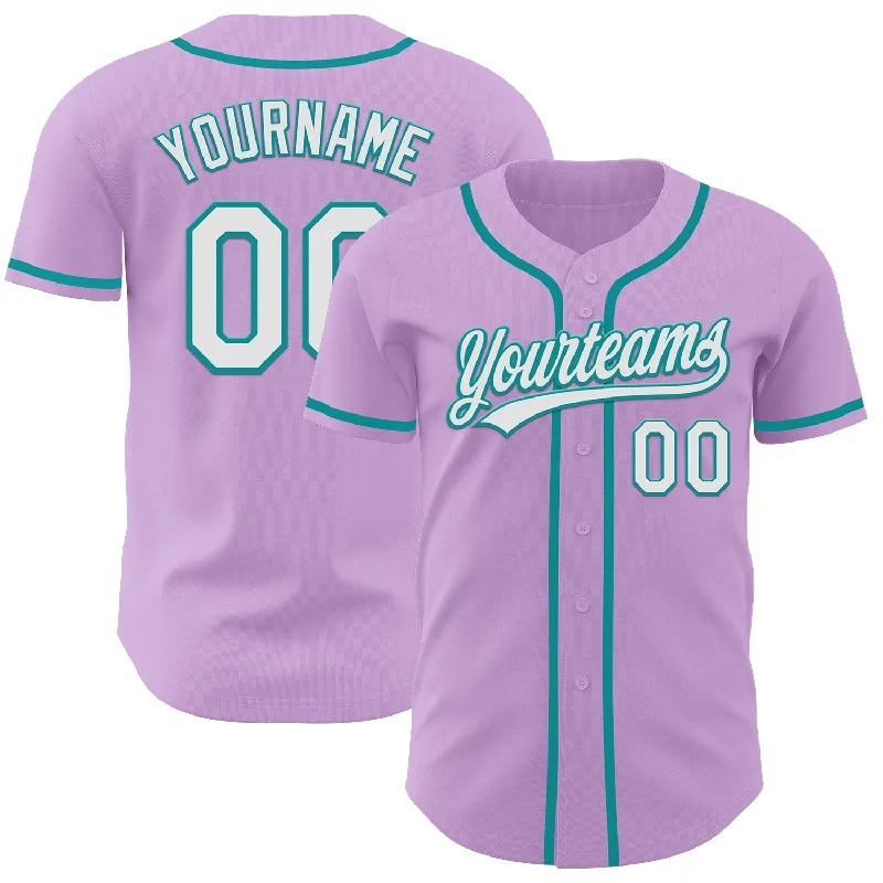 Custom Baseball Jerseys For Custom Events-Custom Light Purple White-Teal Authentic Baseball Jersey