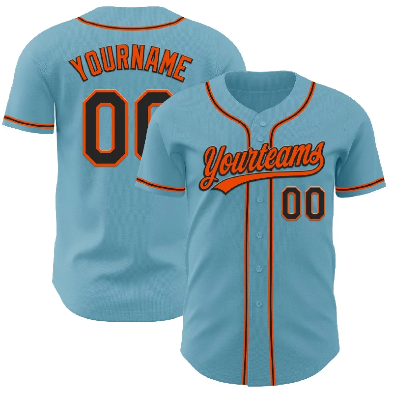 Custom Baseball Jerseys For Schools-Custom Shadow Blue Black-Orange Authentic Baseball Jersey