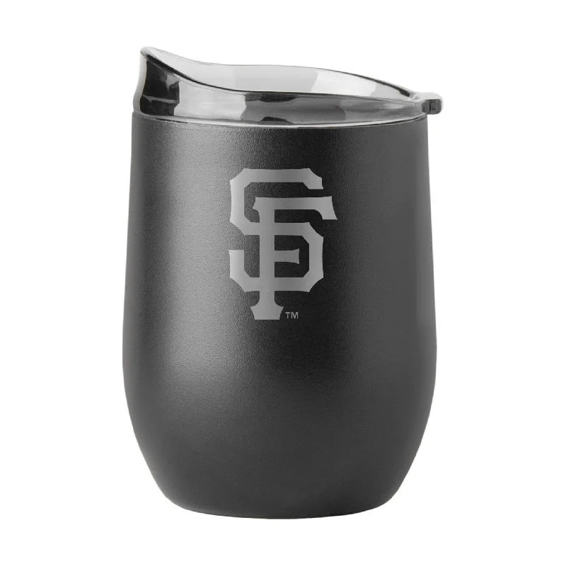 Team Mug Gifts-San Francisco Giants 16oz Black Etch Powder Coat Curved Bev