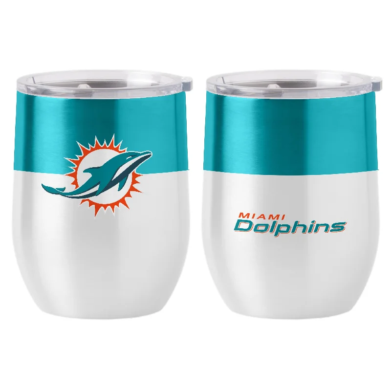 Team Mugs With Custom Artwork-Miami Dolphins 16oz Colorblock Stainless Curved Beverage