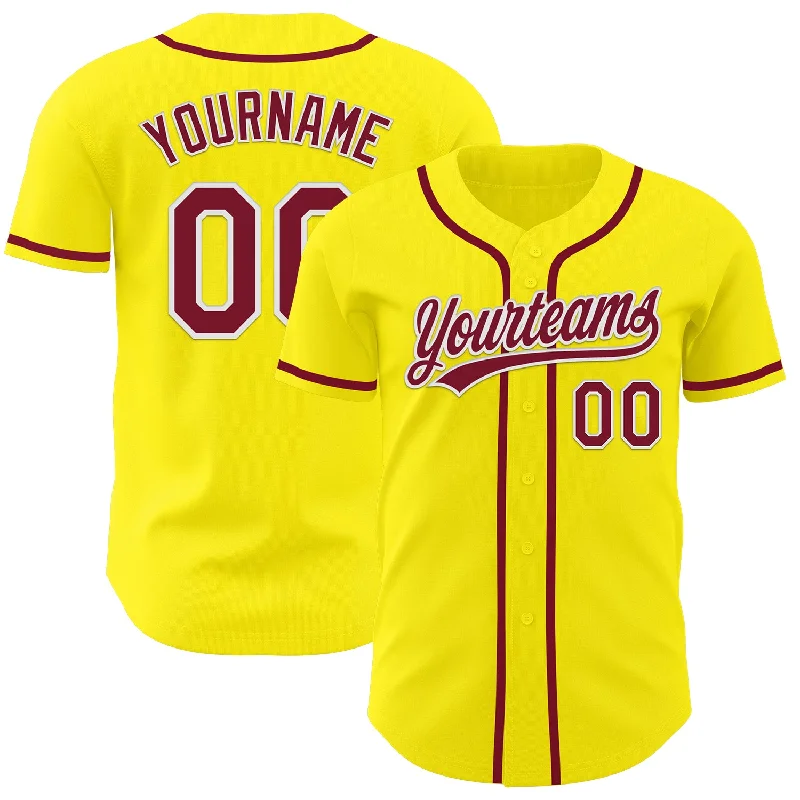 High-Quality Baseball Jerseys-Custom Light Yellow Crimson-White Authentic Baseball Jersey