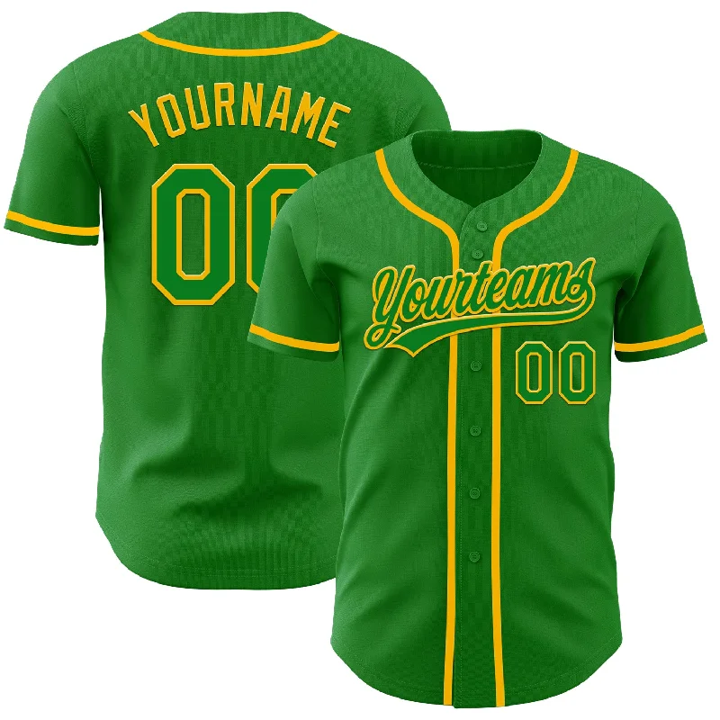 Custom Sports Baseball Jerseys-Custom Grass Green Gold Authentic Baseball Jersey