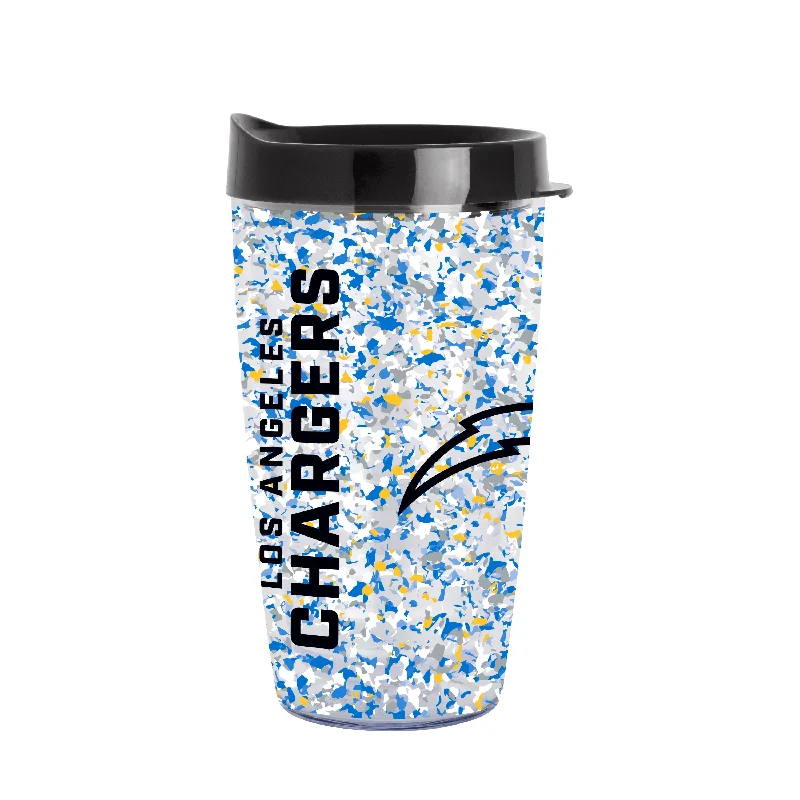 Sports Event Team Mugs-LA Chargers 16oz Terrazzo Dbl Wall Clear Tumbler