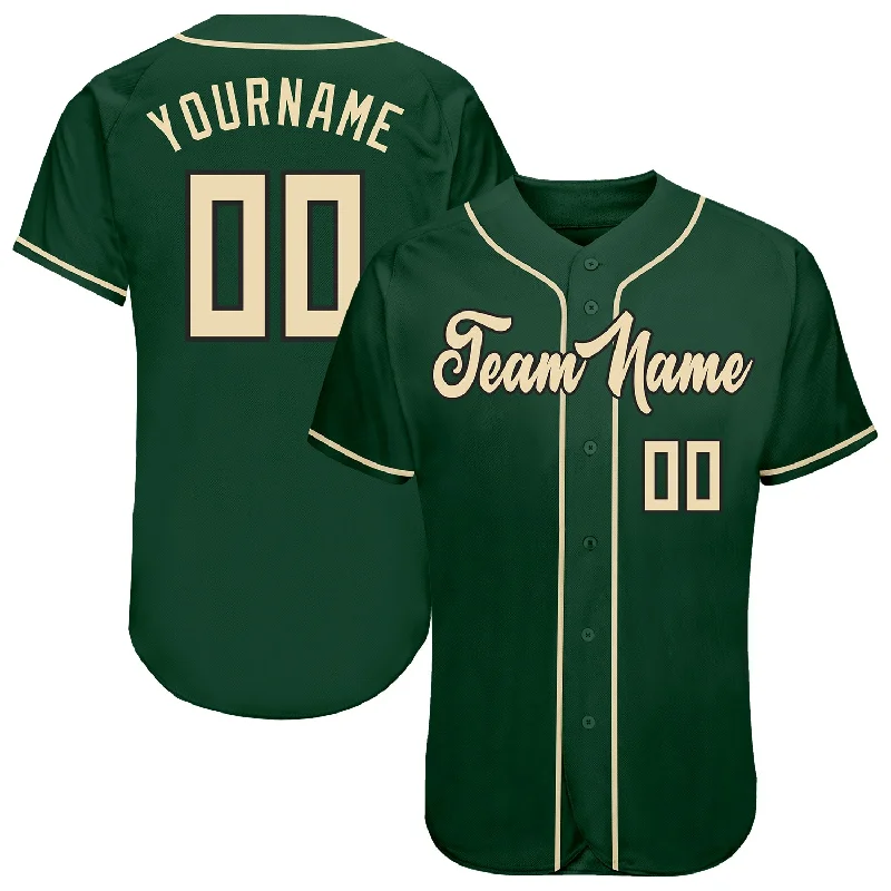 Baseball Jerseys With Durable Materials-Custom Green Cream-Black Authentic Baseball Jersey