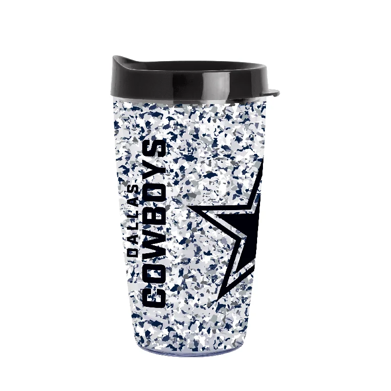 Team Mugs For Employee Recognition-Dallas Cowboys 16oz Terrazzo Dbl Wall Clear Tumbler