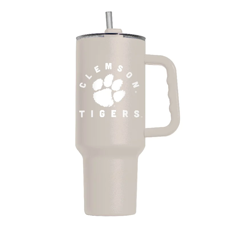 Team Mugs For Workplace Teams-Clemson 40oz Archway Sand Powder Coat Tumbler