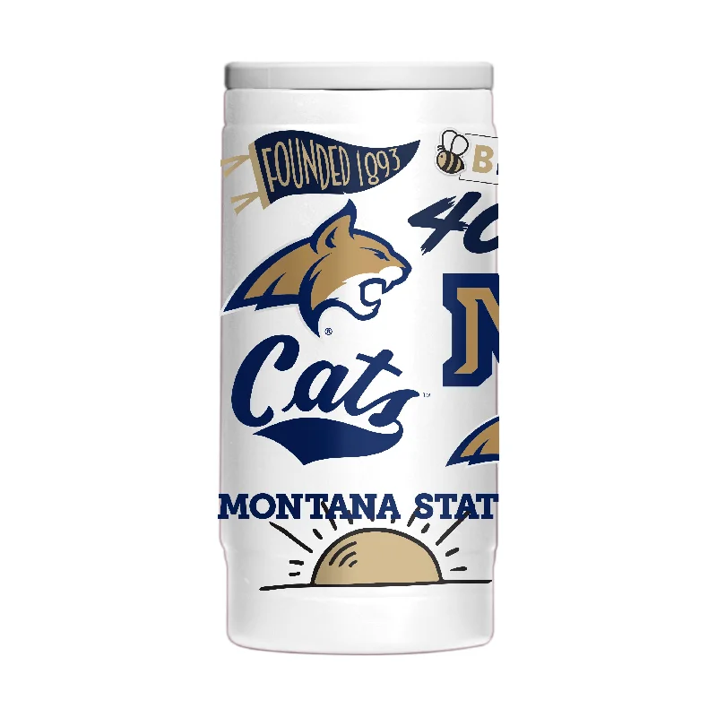 Team Mugs For Recognition-Montana State 12oz Native Powder Coat Slim Can Coolie