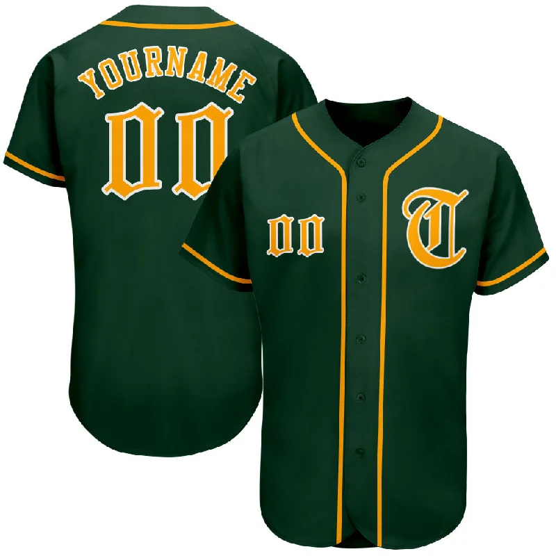 Baseball Jerseys For School Spirit Events-Custom Green Gold-White Authentic Baseball Jersey