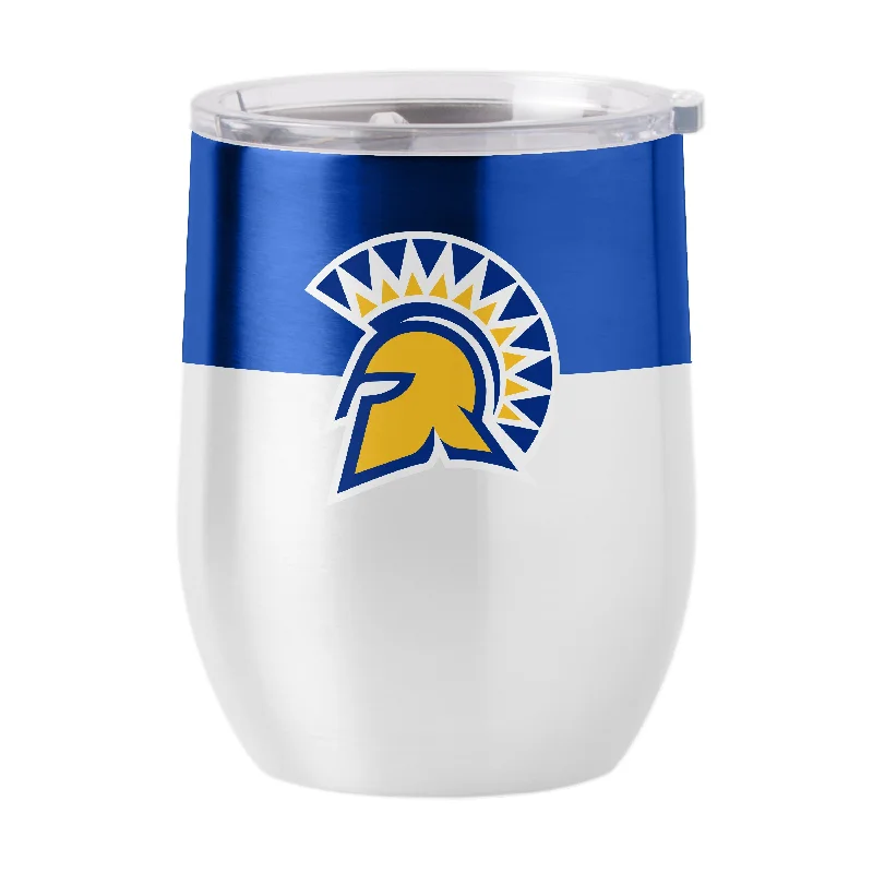 Personalized Mugs With Team Logo And Name-San Jose State 16oz Colorblock Stainless Curved Beverage