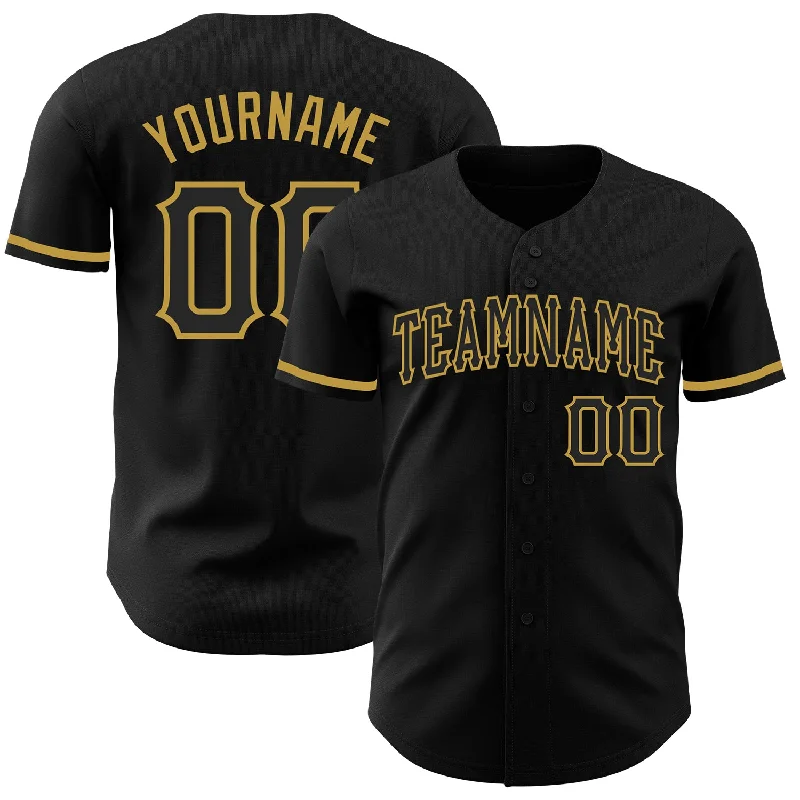 Personalized Baseball Jerseys For Alumni Games-Custom Black Old Gold Authentic Baseball Jersey