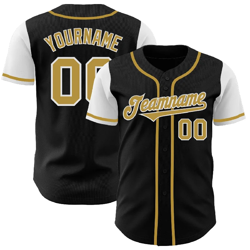 Personalized Baseball Jerseys For School Events-Custom Black Old Gold-White Authentic Two Tone Baseball Jersey