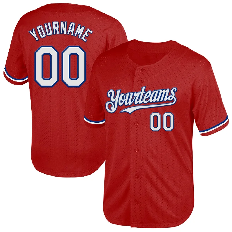 Youth Baseball Jerseys With Custom Names-Custom Red White-Royal Mesh Authentic Throwback Baseball Jersey