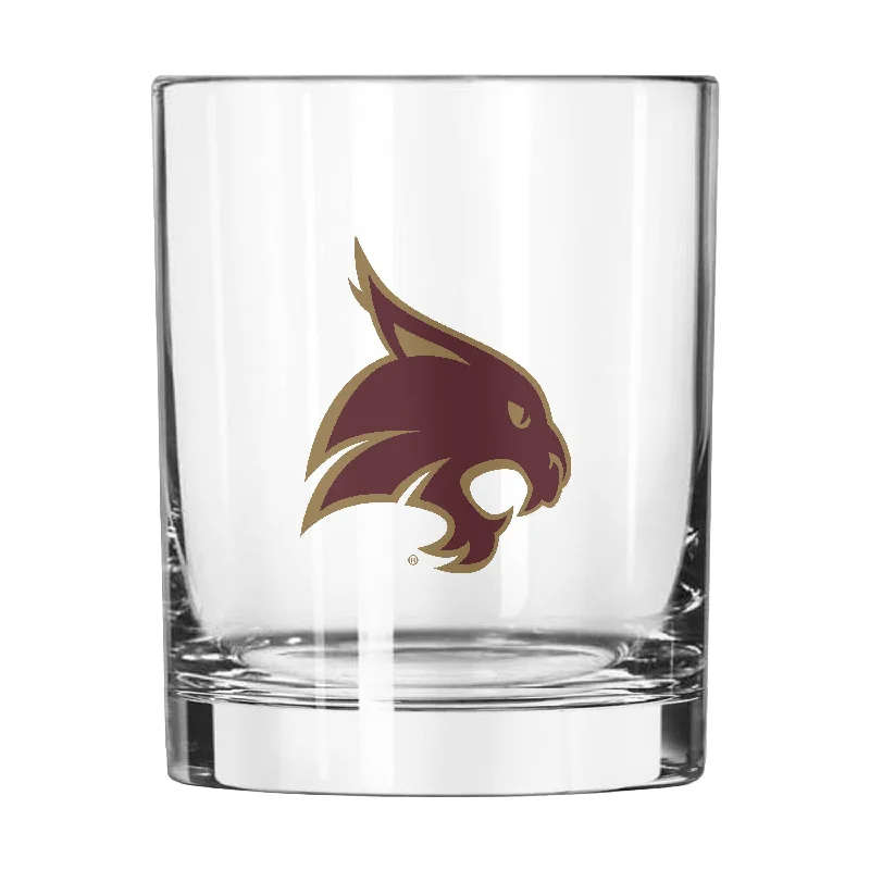 High-Quality Custom Team Mugs-Texas State 14oz Gameday Rocks Glass