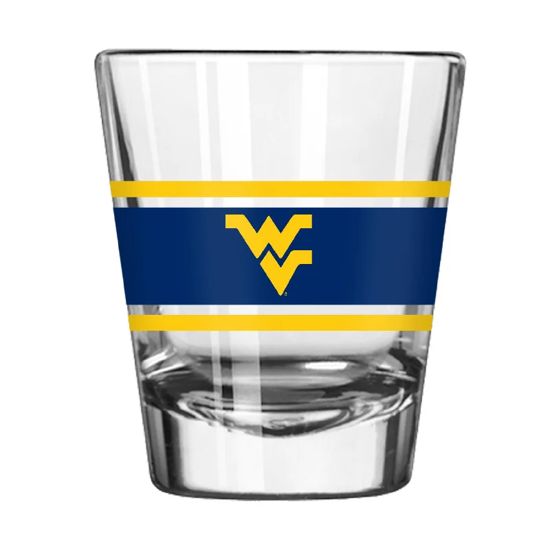 Team Mugs With Motivational Designs-West Virginia 2oz Stripe Shot Glass