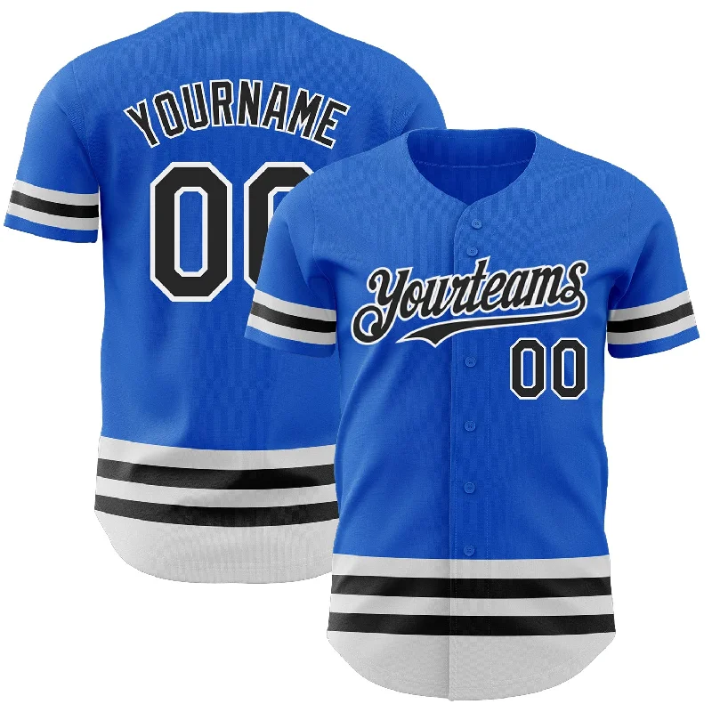 Kids Baseball Jerseys With Custom Designs-Custom Thunder Blue Black-White Line Authentic Baseball Jersey