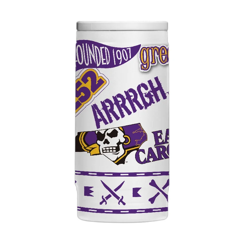 Personalized Team Mugs For Special Events-East Carolina 12oz Native Powder Coat Slim Can Coolie