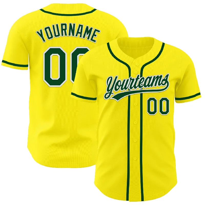 Baseball Jerseys With Custom Text-Custom Light Yellow Green-White Authentic Baseball Jersey