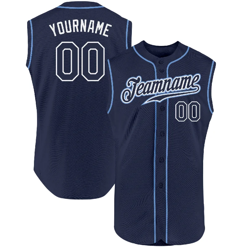 Personalized Baseball Jerseys For Personalized Events-Custom Navy Navy-White Authentic Sleeveless Baseball Jersey