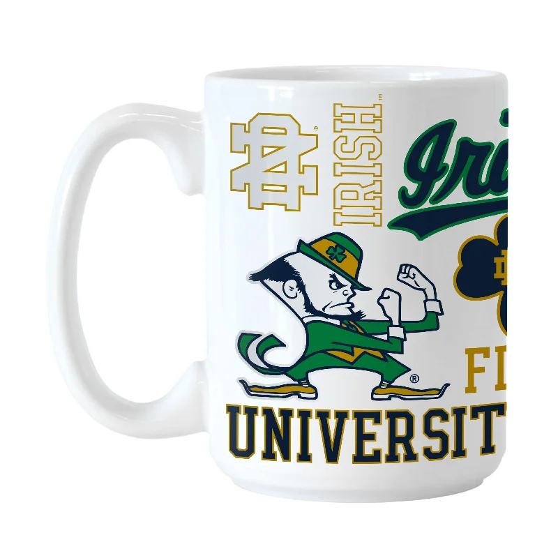 Team Mugs With Special Messages-Notre Dame 15oz Spirit Sublimated Mug