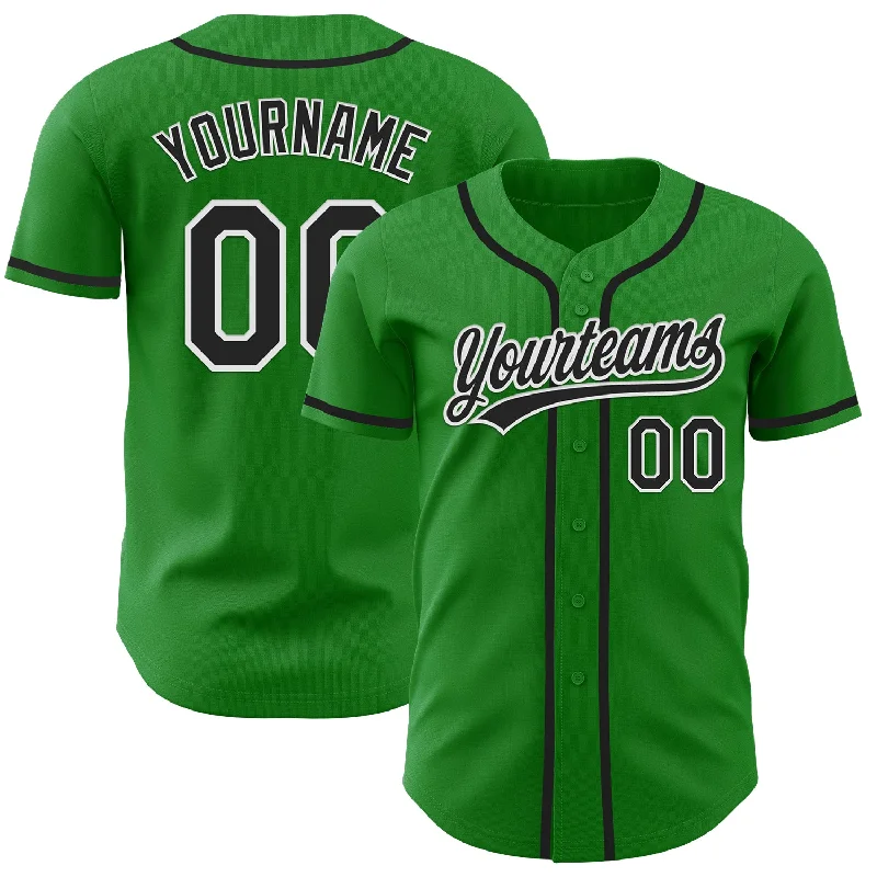 Personalized Baseball Jerseys For Boys-Custom Grass Green Black-White Authentic Baseball Jersey