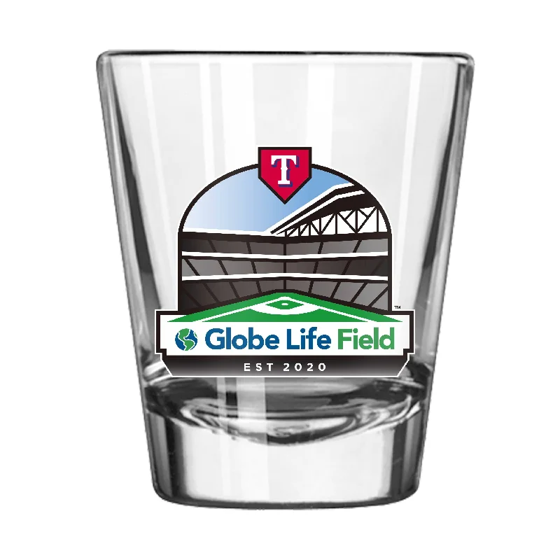 Customizable Mugs For Team Fundraisers-Texas Rangers 2oz Globe Life Field Shot Glass