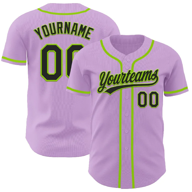 Custom Baseball Jerseys With Team Colors-Custom Light Purple Black-Neon Green Authentic Baseball Jersey