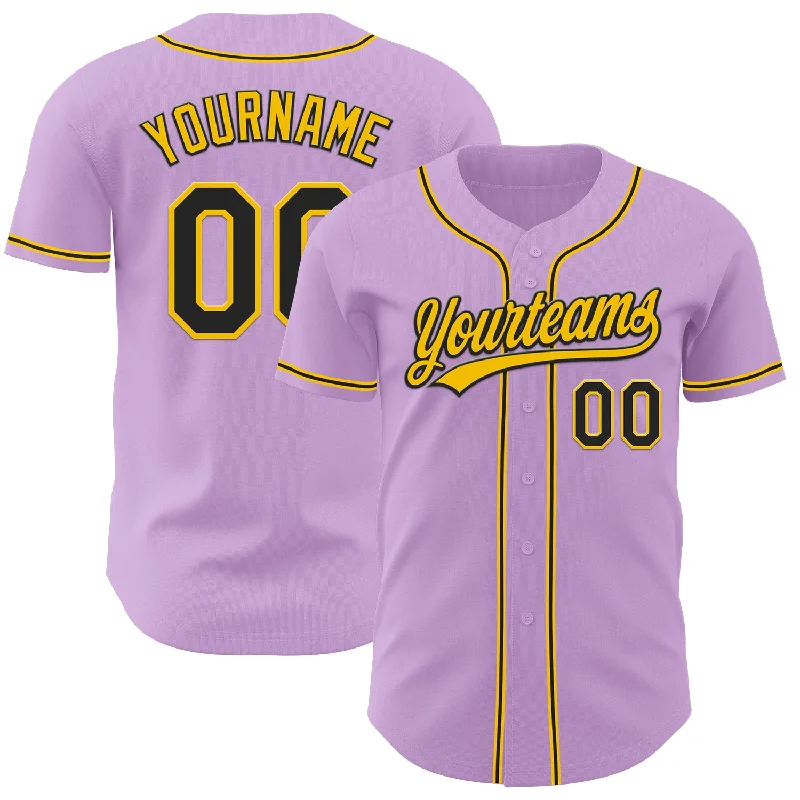 Custom Baseball Jerseys For Special Groups-Custom Light Purple Black-Yellow Authentic Baseball Jersey