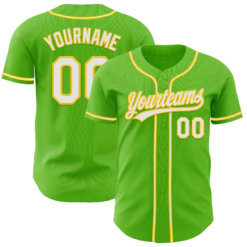 Personalized Baseball Jerseys For Family-Custom Aurora Green White-Yellow Authentic Baseball Jersey