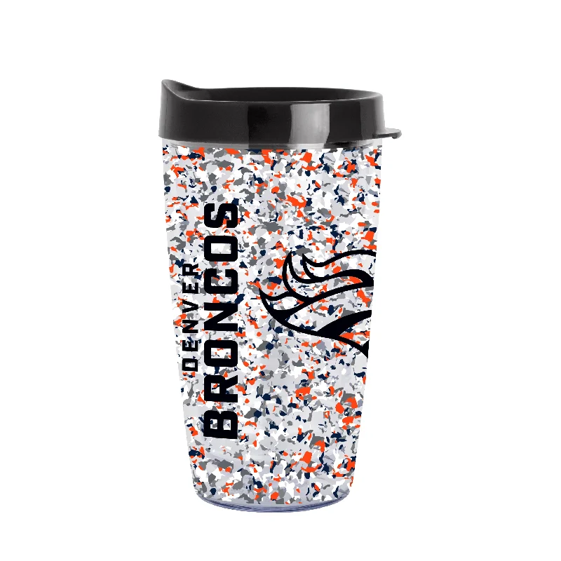 Team Mugs With Team Names-Denver Broncos 16oz Terrazzo Dbl Wall Clear Tumbler