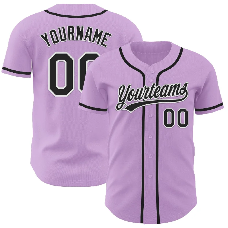 Custom Baseball Jerseys For Youth Clubs-Custom Light Purple Black-White Authentic Baseball Jersey