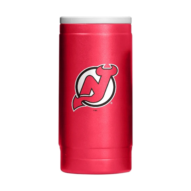 Team Mugs With Motivational Phrases-New Jersey Devils 12oz Flipside Powder Coat Slim Can Coolie