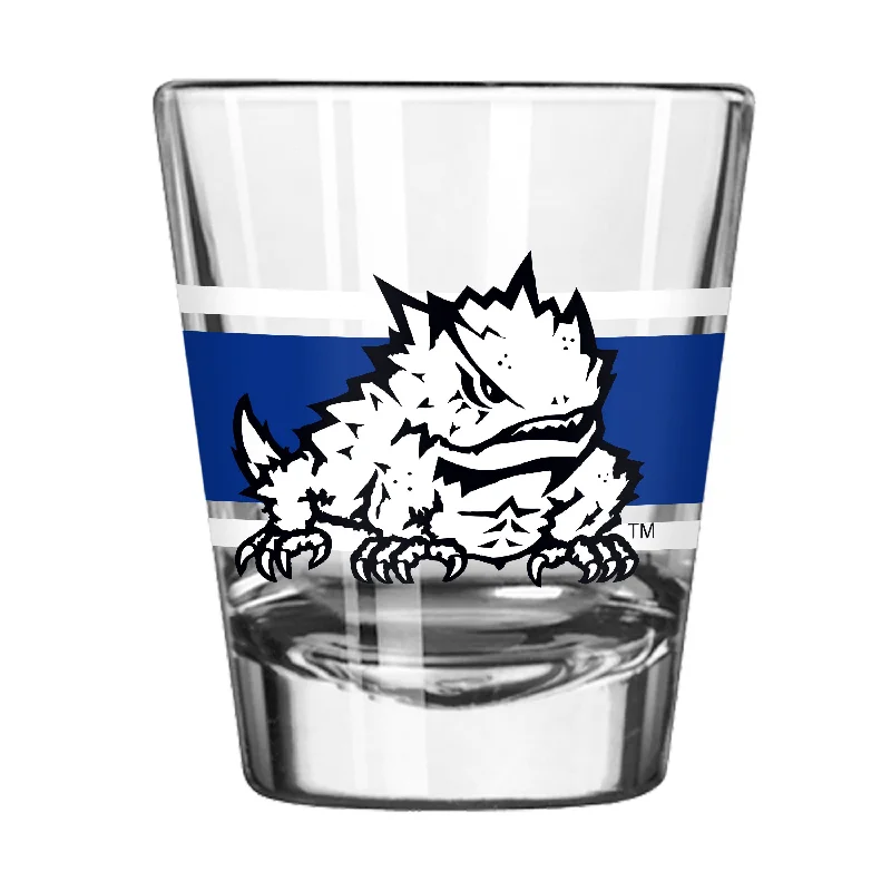 Personalized Mugs For Sports Enthusiasts-TCU 2oz Stripe Shot Glass