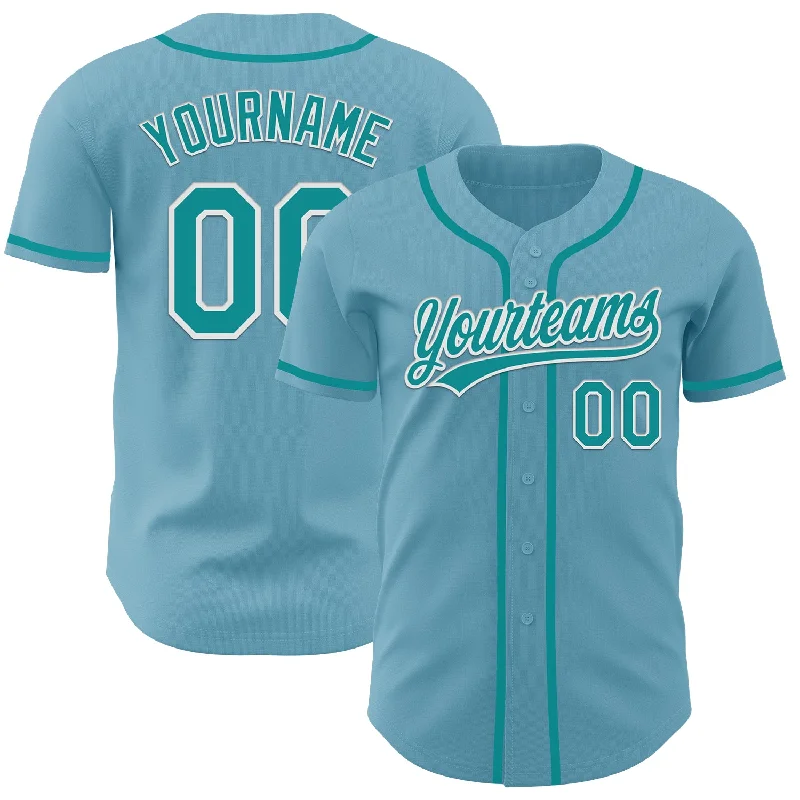 Custom Baseball Jerseys With Team Colors-Custom Shadow Blue Teal-White Authentic Baseball Jersey