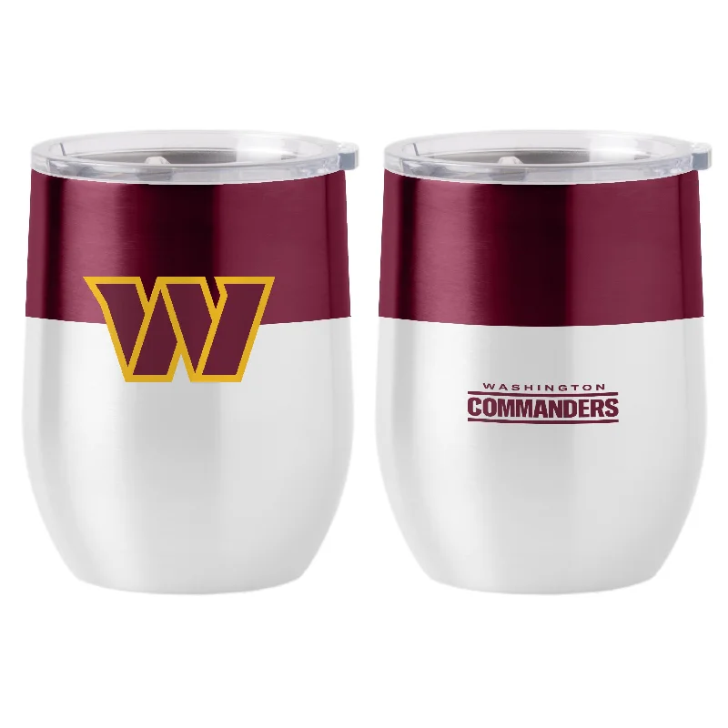 Team Mugs With Fun Designs-Washington Commanders Color Block 16 oz Stainless Curved Beverage