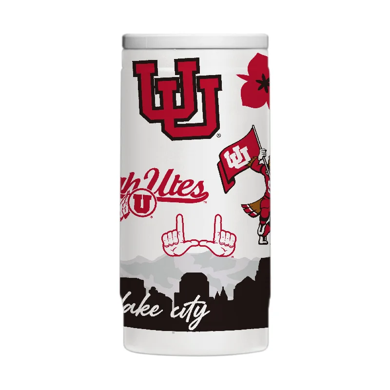 Custom Sports Team Coffee Mugs-Utah 12oz Native Powder Coat Slim Can Coolie