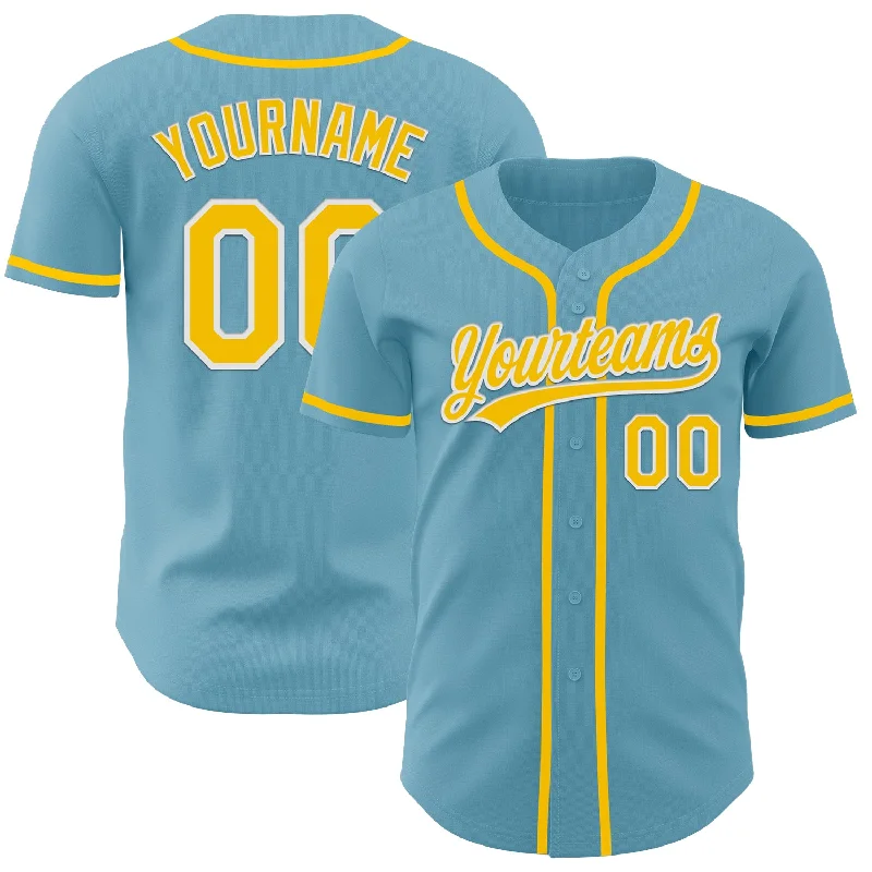 Personalized Baseball Jerseys For All Ages-Custom Shadow Blue Yellow-White Authentic Baseball Jersey