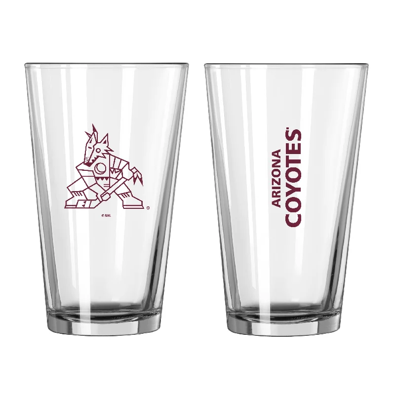 Team Mugs With Name and Number-Arizona Coyotes 16oz Gameday Pint Glass