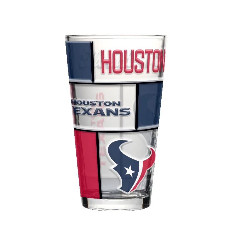 Custom-Designed Team Mugs-Houston Texans 16oz Quilted Stained Pint Glass