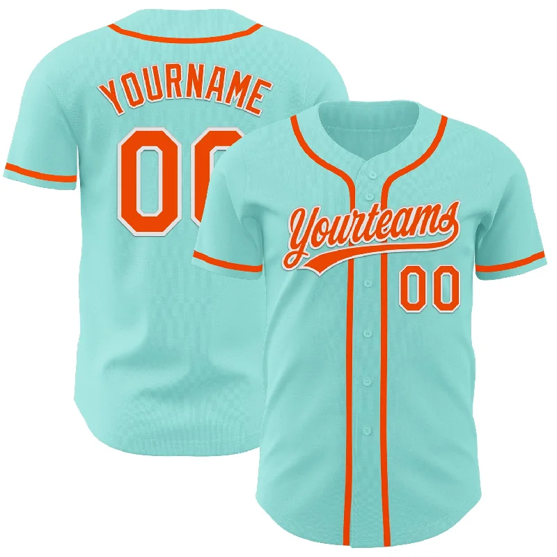 Baseball Jerseys With Custom Lettering And Logos-Custom Ice Blue Orange-White Authentic Baseball Jersey