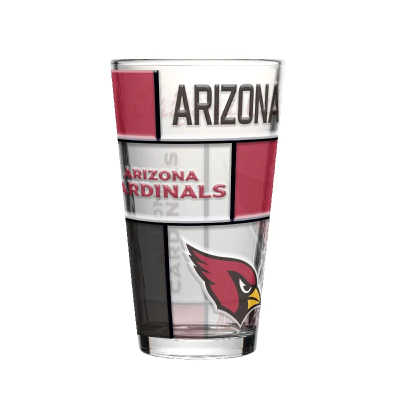 Team Mugs With Player Numbers-Arizona Cardinals 16oz Quilted Stained Pint Glass