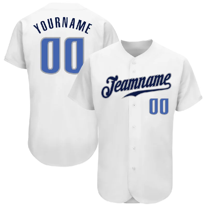 Sports Team Baseball Jerseys-Custom White Blue-Navy Authentic Baseball Jersey