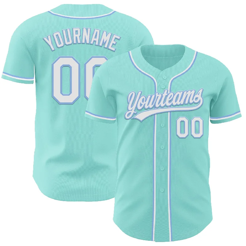 Custom Baseball Jerseys For Professional Use-Custom Ice Blue White-Light Blue Authentic Baseball Jersey