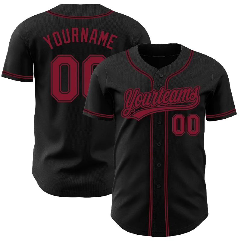 Baseball Jerseys For Adult Teams-Custom Black Crimson Authentic Baseball Jersey