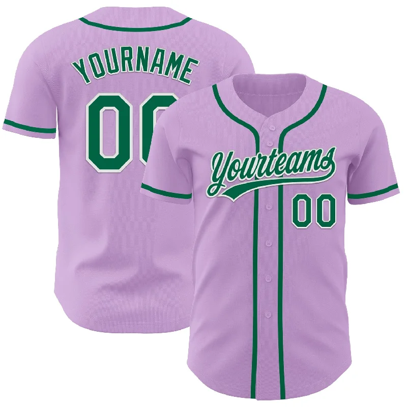 Baseball Jerseys With Custom Lettering And Numbers-Custom Light Purple Kelly Green-White Authentic Baseball Jersey