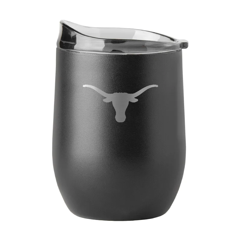 Custom Mugs With Team Symbols-Texas 16oz Etch Black Powder Coat Curved Beverage