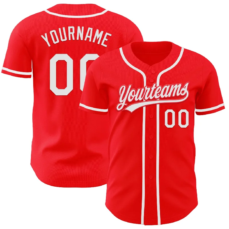 Personalized Baseball Jerseys For Personalized Events-Custom Fire Red White Authentic Baseball Jersey