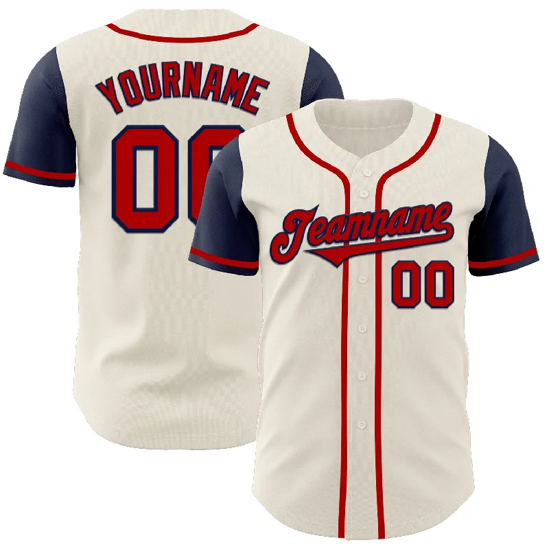 Baseball Jerseys For Major Leagues-Custom Cream Red-Navy Authentic Two Tone Baseball Jersey